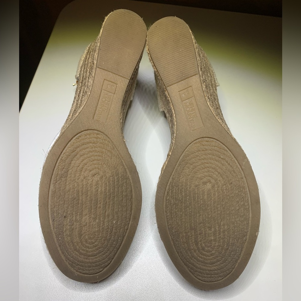 White Mountain White and Tan Espadrille Ankle-Strap Wedges - Picture 5 of 5